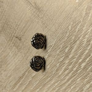 Silver Rose Earrings